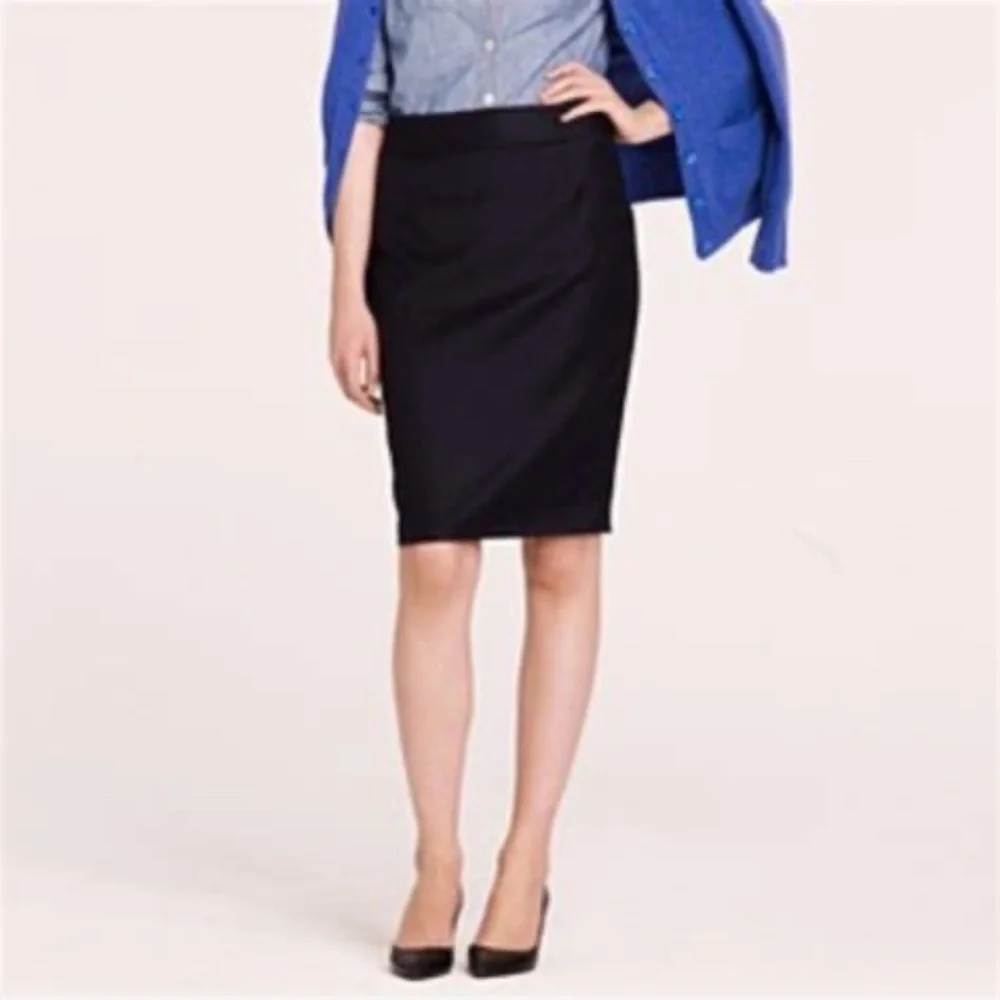 Black Double Serge Wool J. Crew No. 2 Pencil Skirt